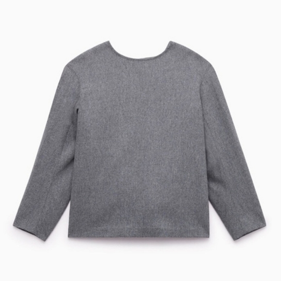 Babaton 1-01 grey 90% Wool 8% Cashmere top with zipper back opening - Picture 5 of 16